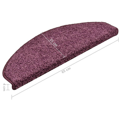 Tapetes de escada 15 peças 65x21x4 cm roxo escuro meio redondo grande
