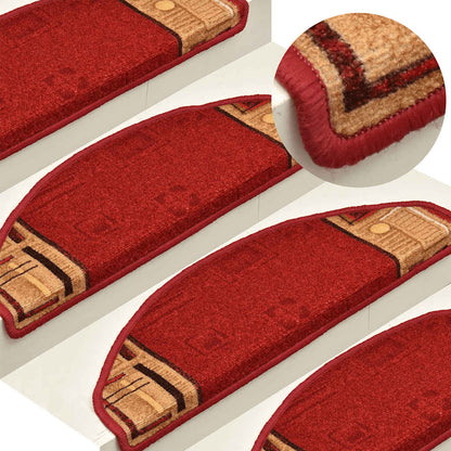 Tapetes de escada adesivos 15 pcs 65x21x4 cm vermelho