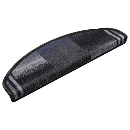 Tapetes de escada adesivos 15 pcs 65x21x4 cm preto e cinzento