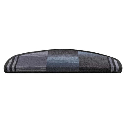 Tapetes de escada adesivos 15 pcs 65x21x4 cm preto e cinzento