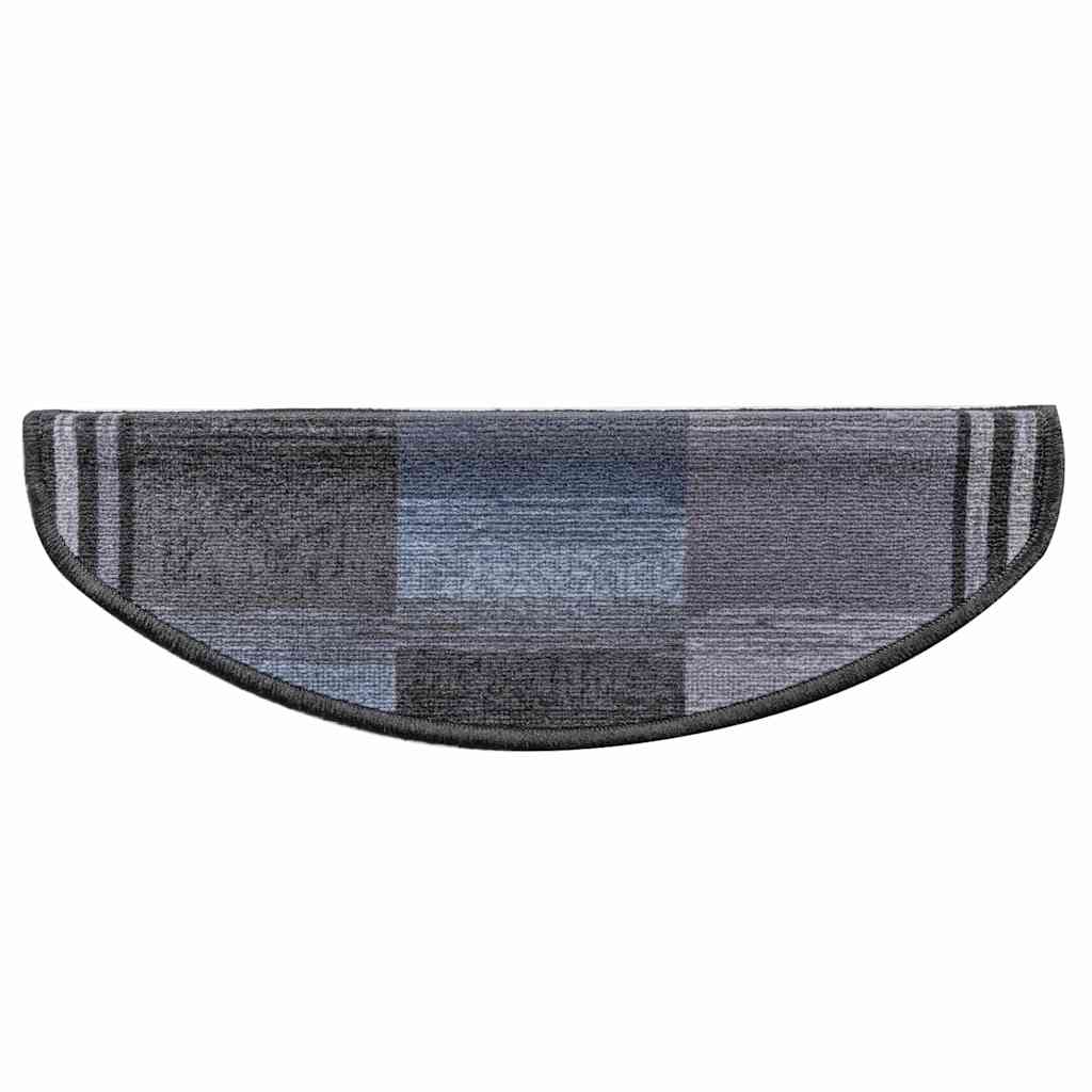 Tapetes de escada adesivos 15 pcs 65x21x4 cm preto e cinzento