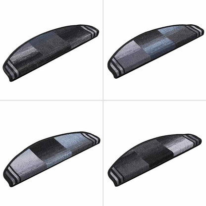 Tapetes de escada adesivos 15 pcs 65x21x4 cm preto e cinzento