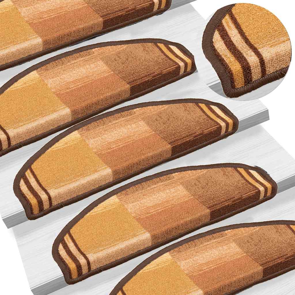 Tapetes de escada adesivos 15 pcs 65x21x4 cm castanho