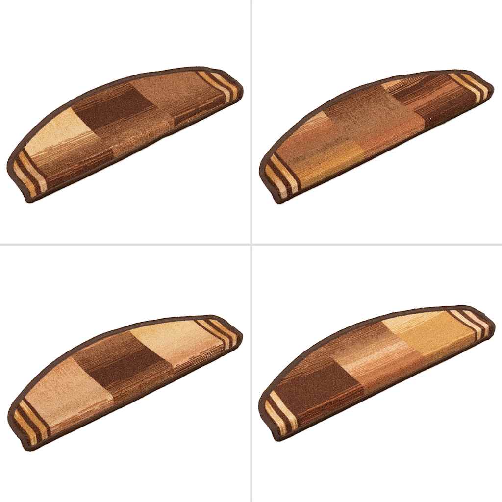 Tapetes de escada adesivos 15 pcs 65x21x4 cm castanho