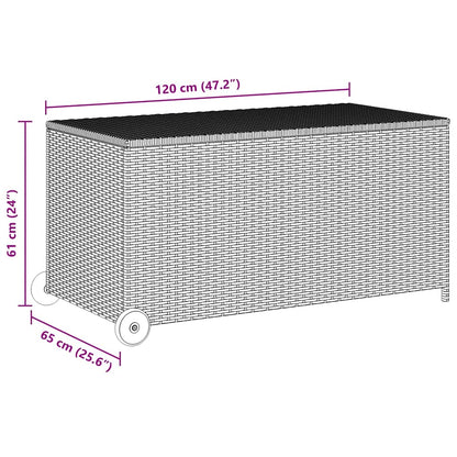 Caixa de arrumação p/ jardim 120x65x61 cm vime PE cinza-claro