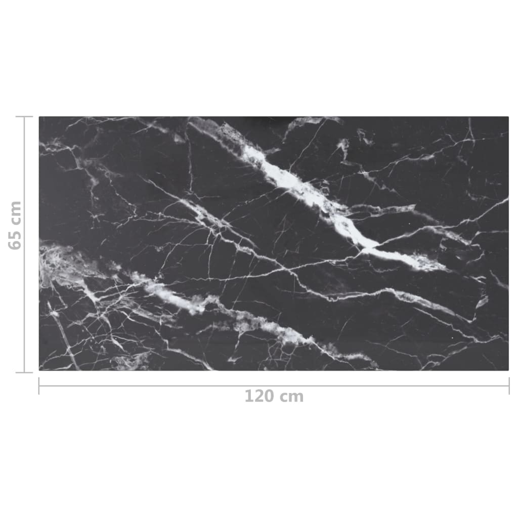 Tampo mesa 120x65cm 8mm vidro temperado design mármore preto