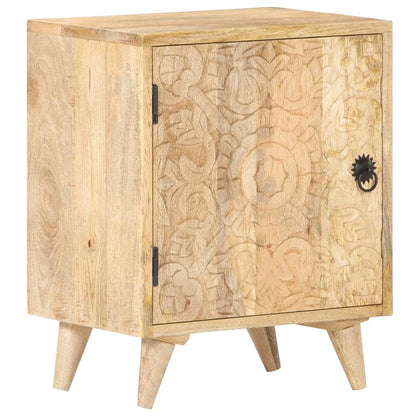 Mesa cabeceira esculpida 40x30x50 cm madeira mangueira maciça