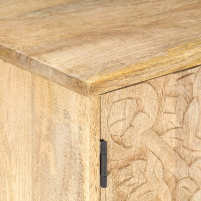 Mesa cabeceira esculpida 40x30x50 cm madeira mangueira maciça