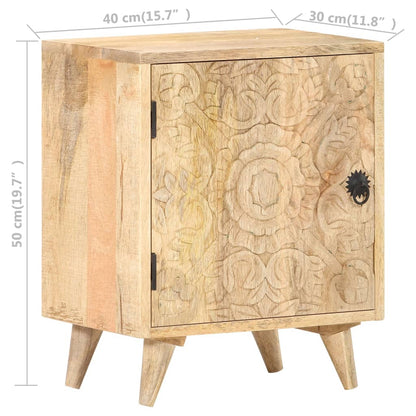 Mesa cabeceira esculpida 40x30x50 cm madeira mangueira maciça