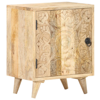 Mesa cabeceira esculpida 40x30x50 cm madeira mangueira maciça