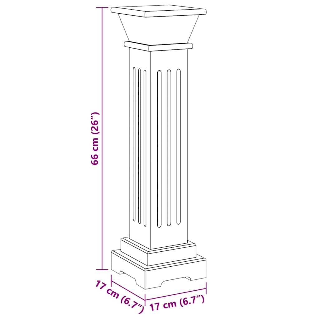 Suporte p/ plantas pilar quadrado 17x17x66 cm MDF madeira clara