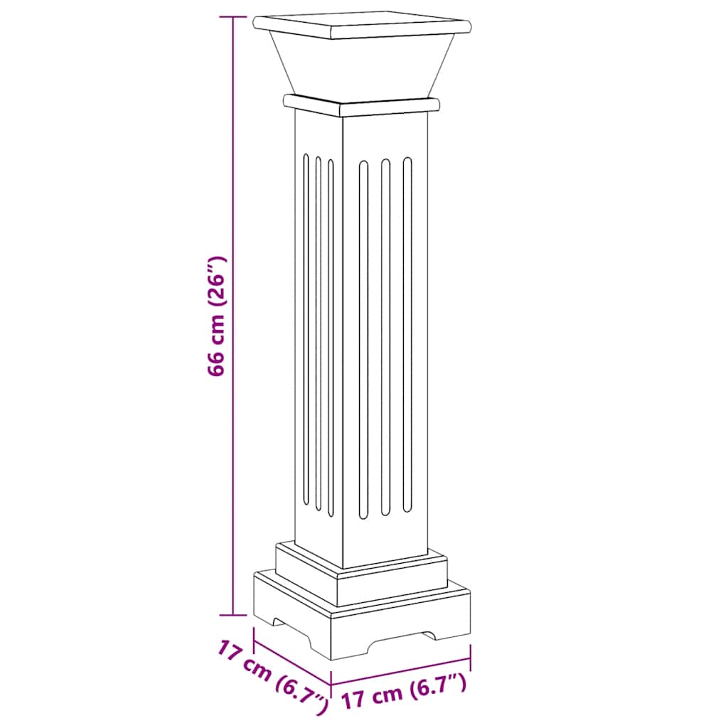 Suporte p/ plantas pilar quadrado 17x17x66 cm MDF cinzento