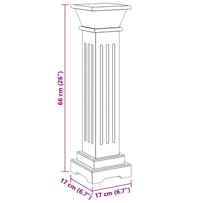 Suporte p/ plantas pilar quadrado 17x17x66 cm MDF cinzento