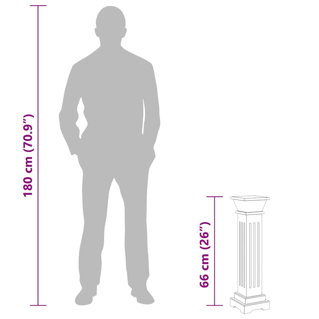 Suporte p/ plantas pilar quadrado 17x17x66 cm MDF cinzento