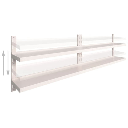 Prateleiras de parede suspensas 2 pcs 300x30 cm aço inoxidável