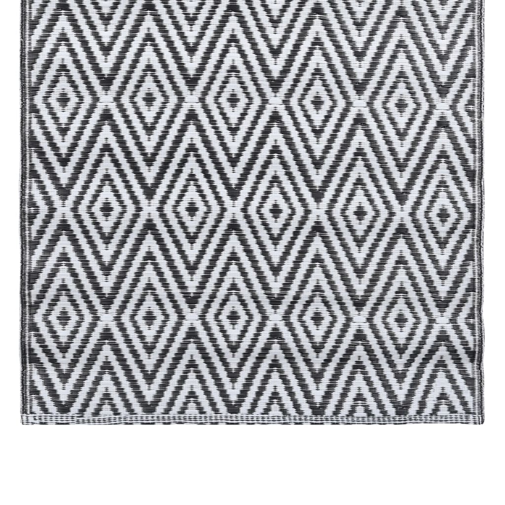 Tapete de exterior 80x150 cm ARAKIL PP branco e preto
