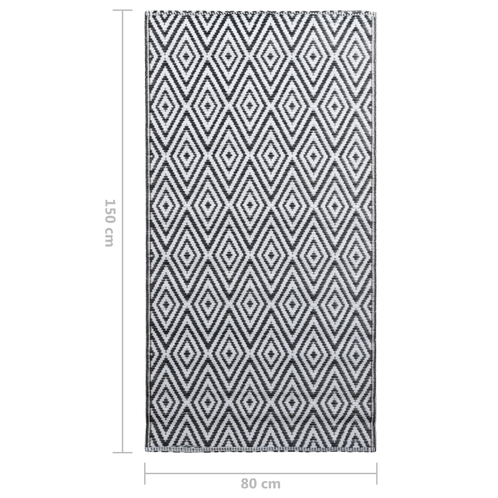 Tapete de exterior 80x150 cm ARAKIL PP branco e preto