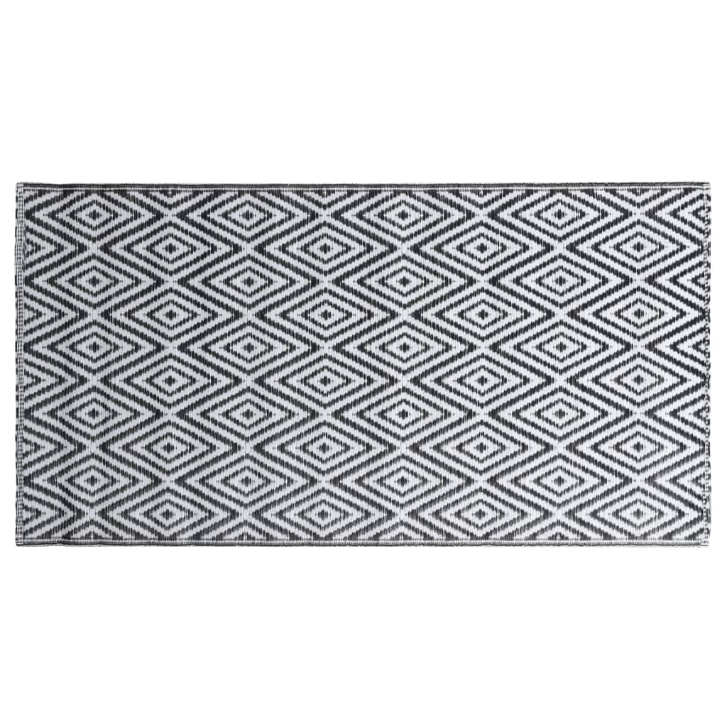 Tapete de exterior 120x180 cm ARAKIL PP branco e preto