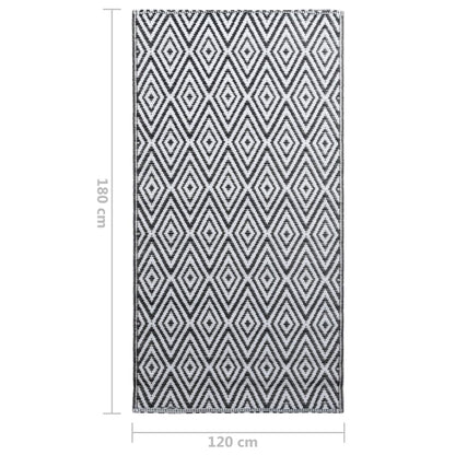 Tapete de exterior 120x180 cm ARAKIL PP branco e preto
