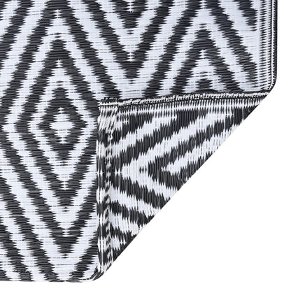 Tapete de exterior 160x230 cm ARAKIL PP branco e preto
