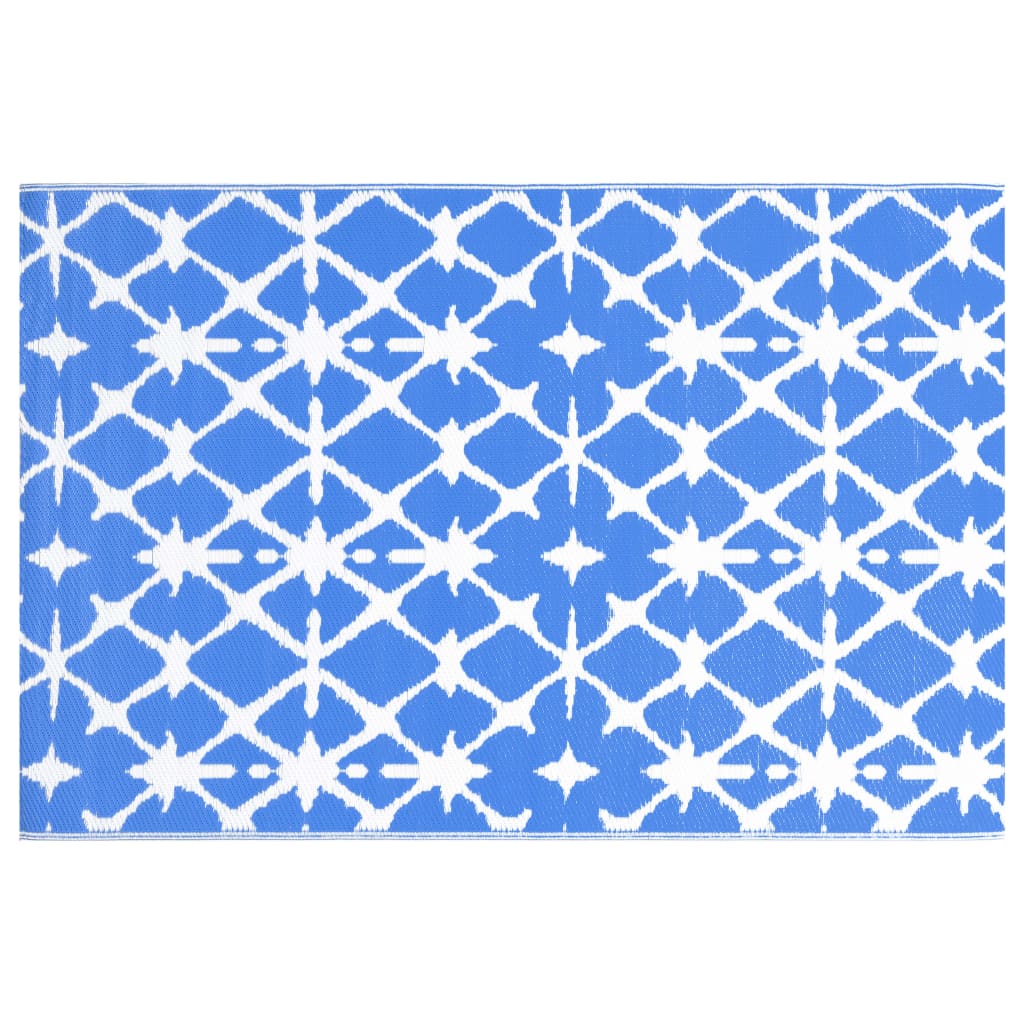 Tapete de exterior 160x230 cm ARAKIL PP azul e branco