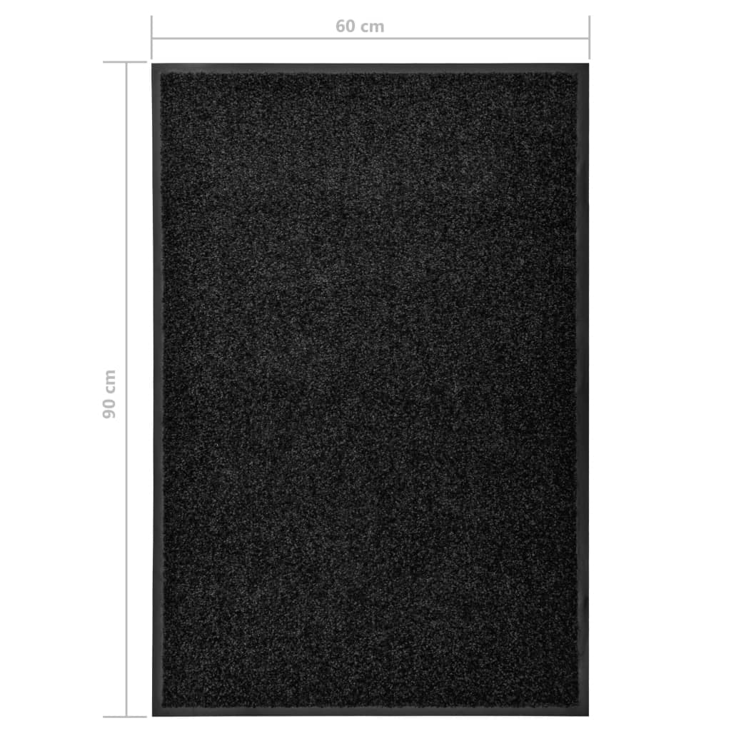 Tapete de porta lavável 60x90 cm preto