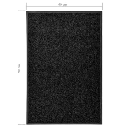 Tapete de porta lavável 60x90 cm preto