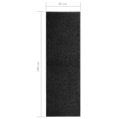 Tapete de porta lavável 60x180 cm preto