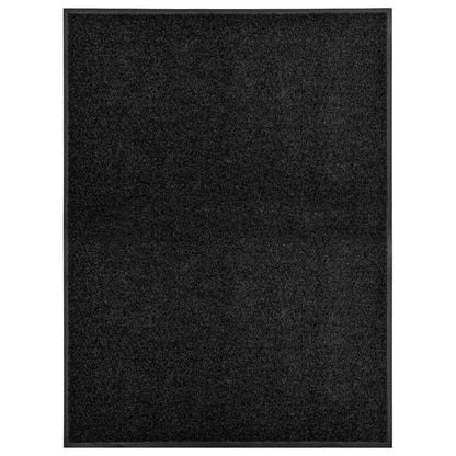 Tapete de porta lavável 90x120 cm preto