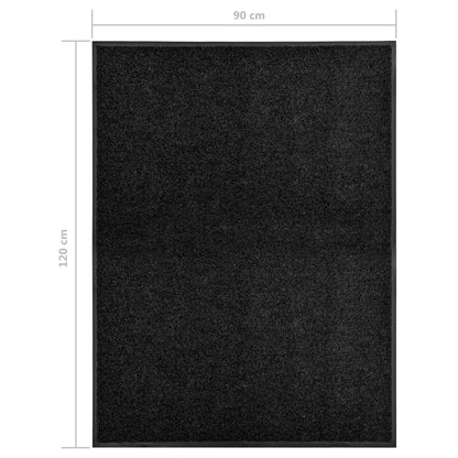 Tapete de porta lavável 90x120 cm preto