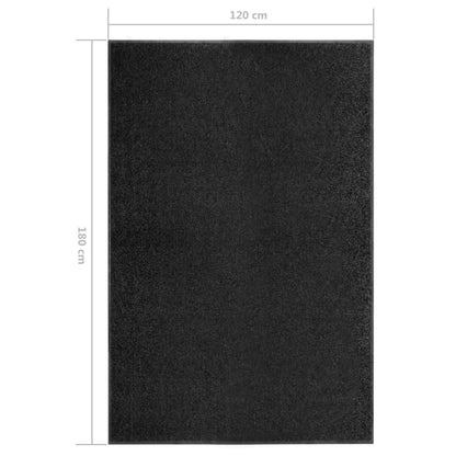 Tapete de porta lavável 120x180 cm preto
