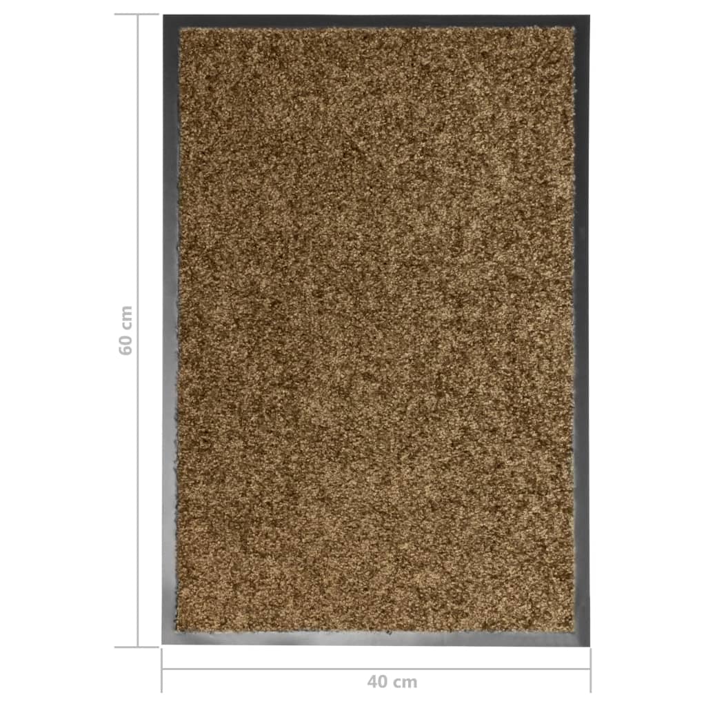 Tapete de porta lavável 40x60 cm castanho