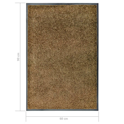 Tapete de porta lavável 60x90 cm castanho