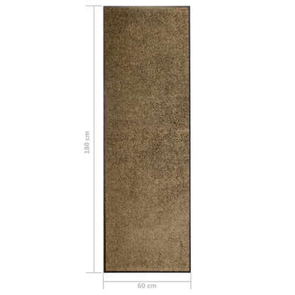 Tapete de porta lavável 60x180 cm castanho