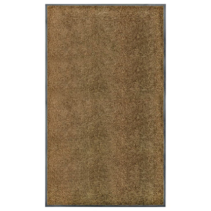 Tapete de porta lavável 90x150 cm castanho