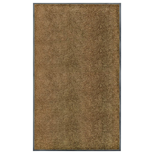 Tapete de porta lavável 90x150 cm castanho