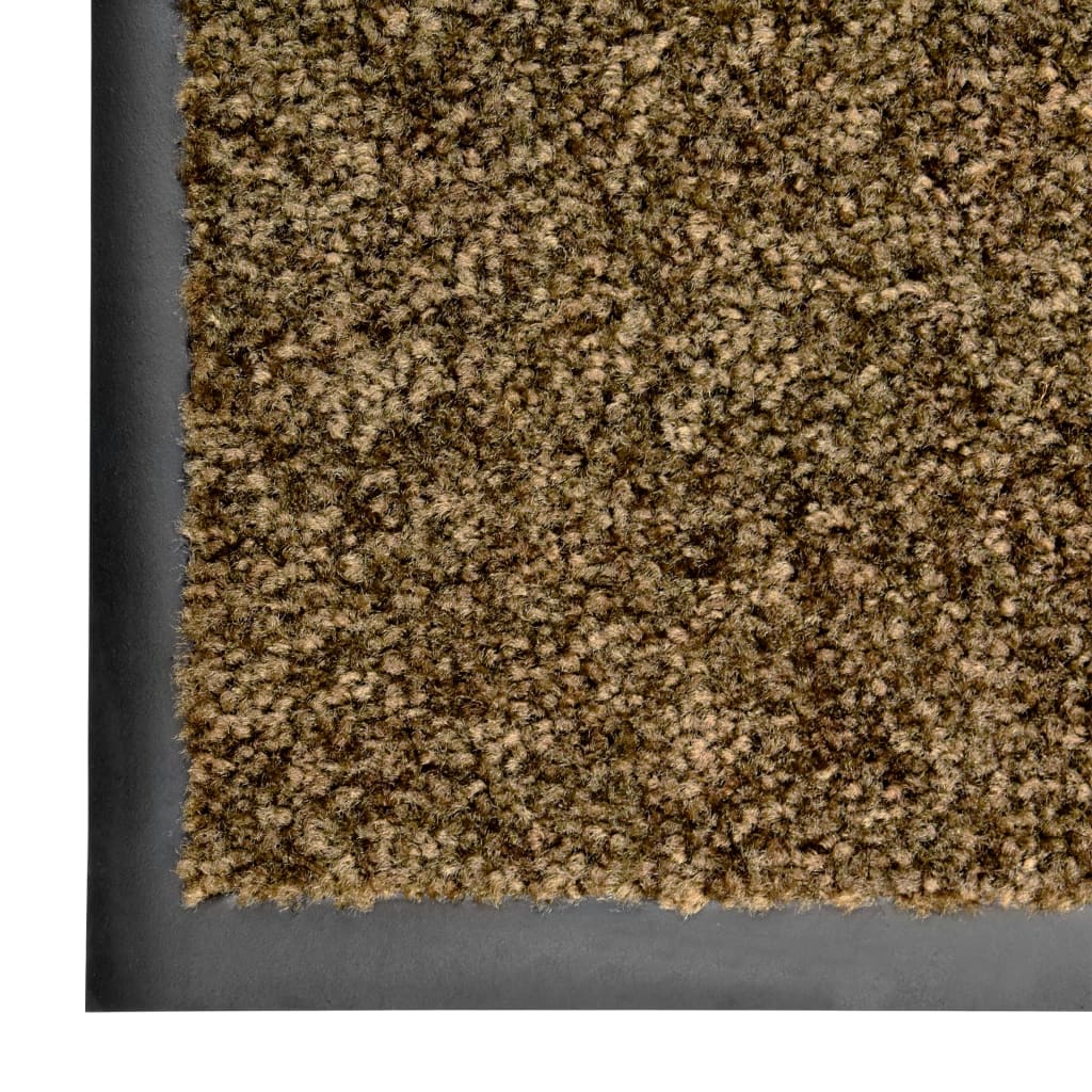 Tapete de porta lavável 90x150 cm castanho