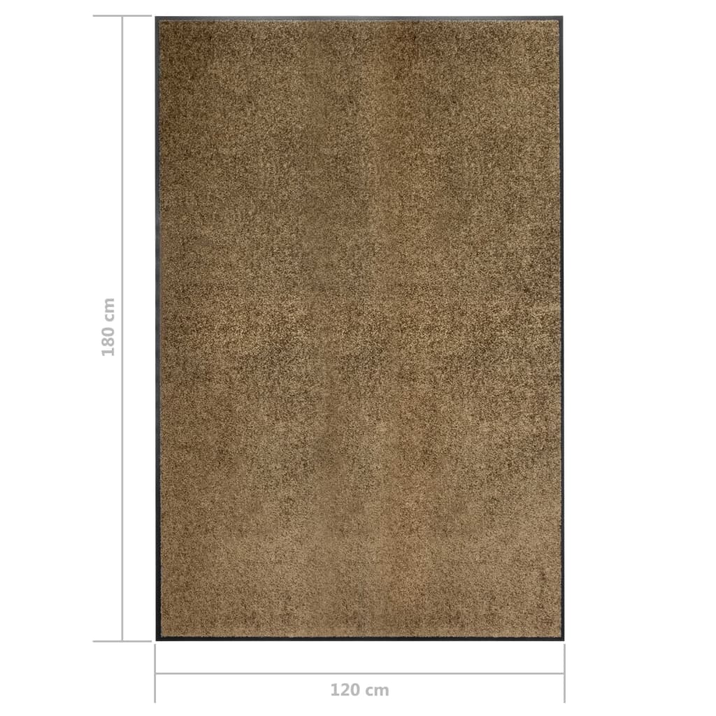 Tapete de porta lavável 120x180 cm castanho
