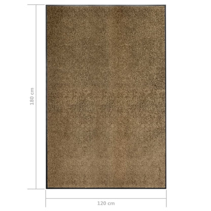 Tapete de porta lavável 120x180 cm castanho