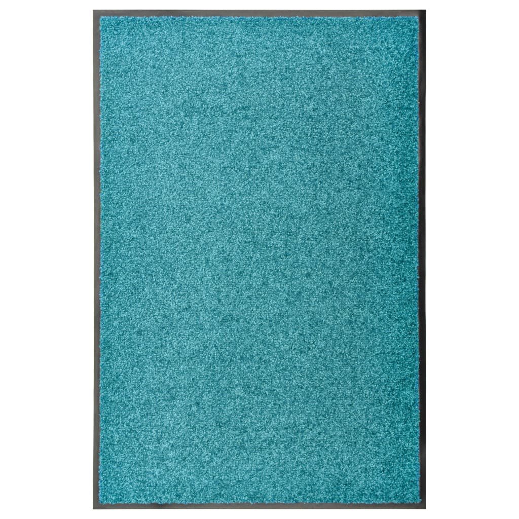 Tapete de porta lavável 60x90 cm azul ciano