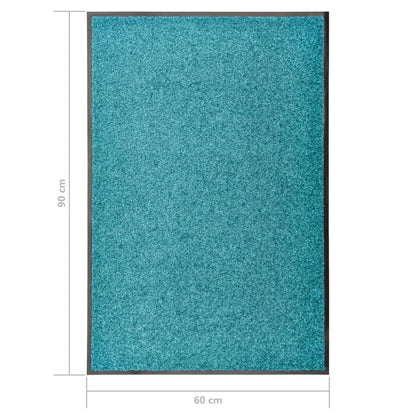Tapete de porta lavável 60x90 cm azul ciano