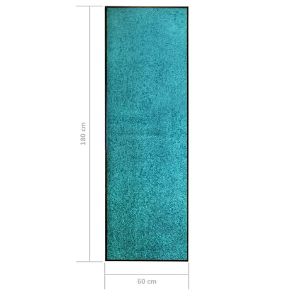 Tapete de porta lavável 60x180 cm azul ciano