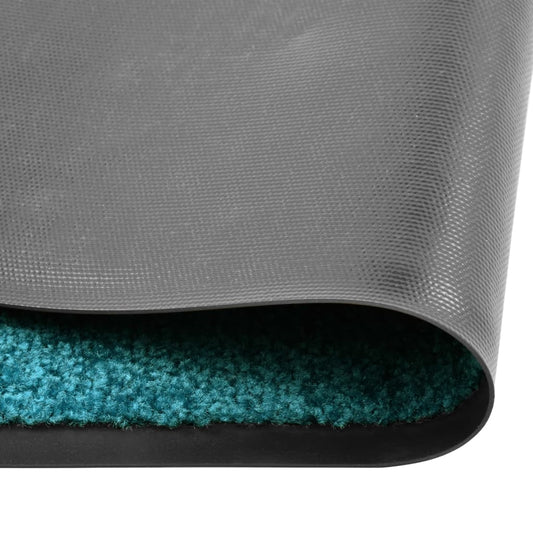 Tapete de porta lavável 90x120 cm azul ciano