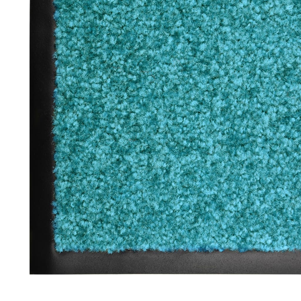 Tapete de porta lavável 90x120 cm azul ciano