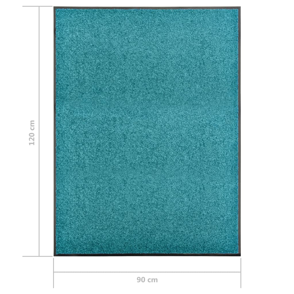 Tapete de porta lavável 90x120 cm azul ciano