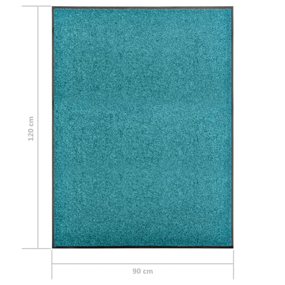 Tapete de porta lavável 90x120 cm azul ciano