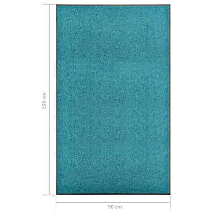 Tapete de porta lavável 90x150 cm azul ciano