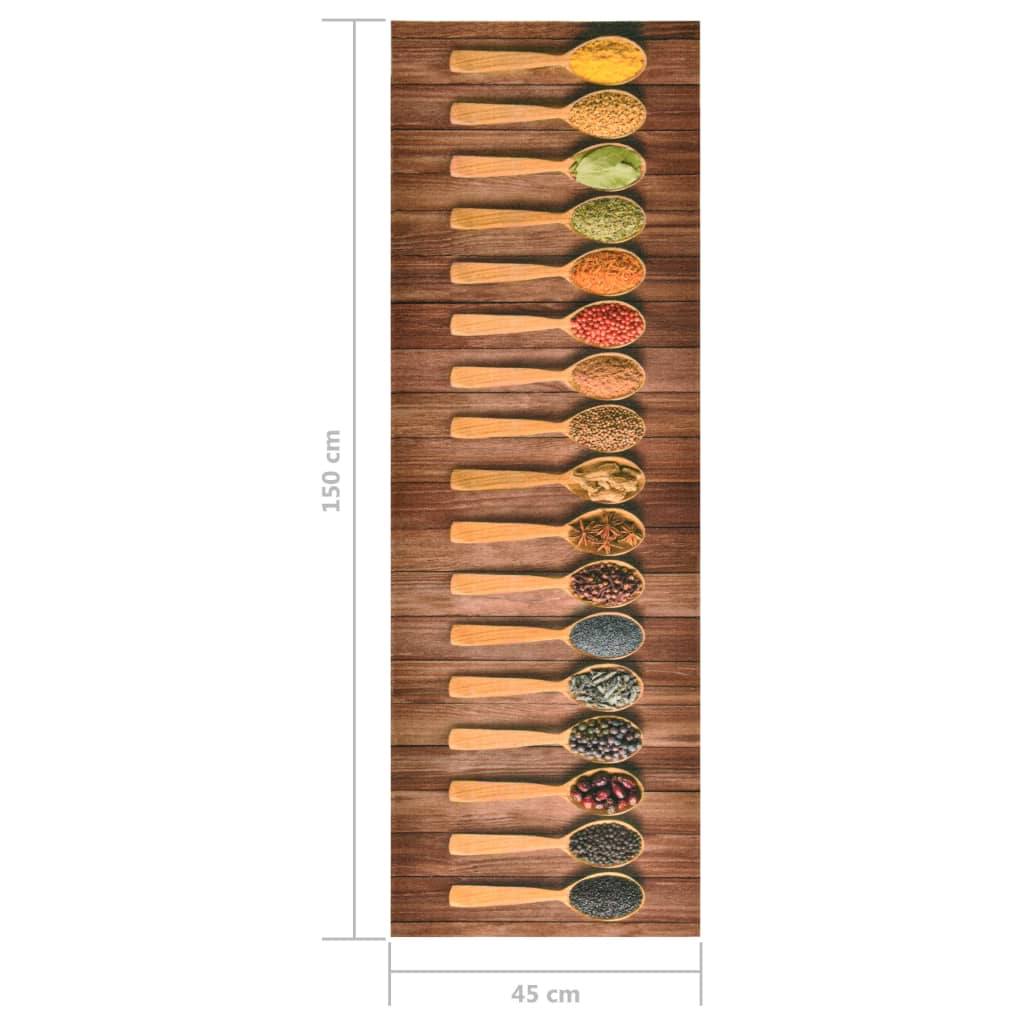 Tapete de cozinha lavável com design de colheres 45x150 cm