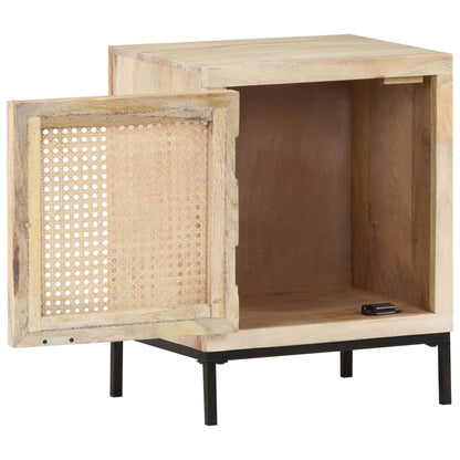 Mesa de cabeceira 40x30x50cm mangueira maciça/palhinha natural