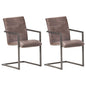 Cadeiras de jantar cantilever 2 pcs couro genuíno castanho